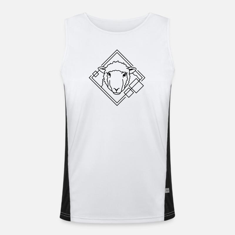Schaf in geometrischer Form - Line-Art-Design Funktionelles Kontrast-Tank Top für Männer 