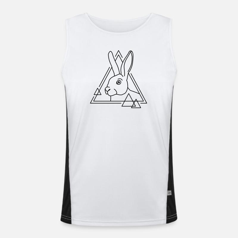 Rabbit in geometric shape - line art design Men's Functional Contrast Tank Top 