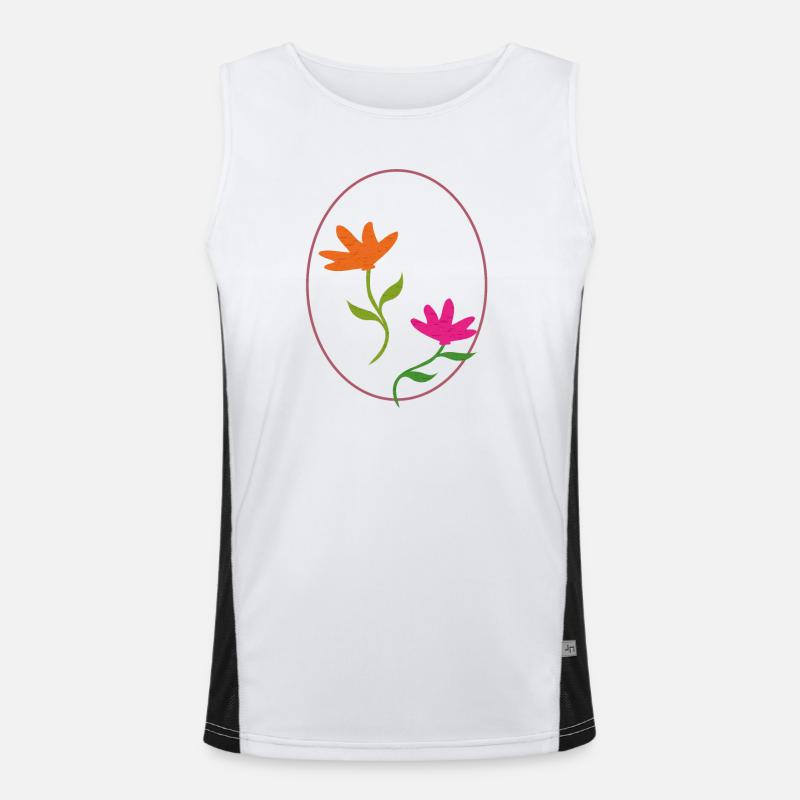 Easter egg with two flowers - Men's Functional Contrast Tank Top  - white/black