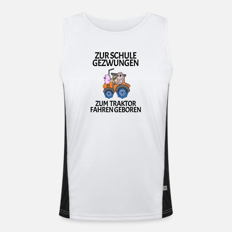Schule Einschulung Traktor Geschenk Lustig Funktionelles Kontrast-Tank Top für Männer 