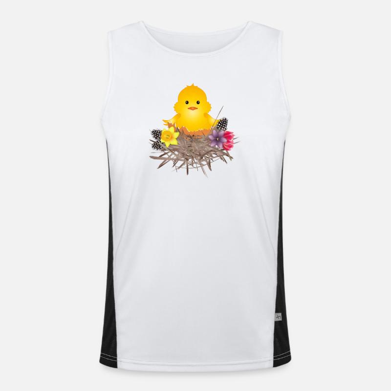 newly hatched chick in eggshell in nest Men's Functional Contrast Tank Top 