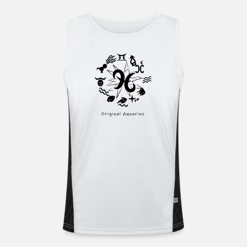 Sternzeichen Wassermann 003 schwarz Funktionelles Kontrast-Tank Top für Männer 