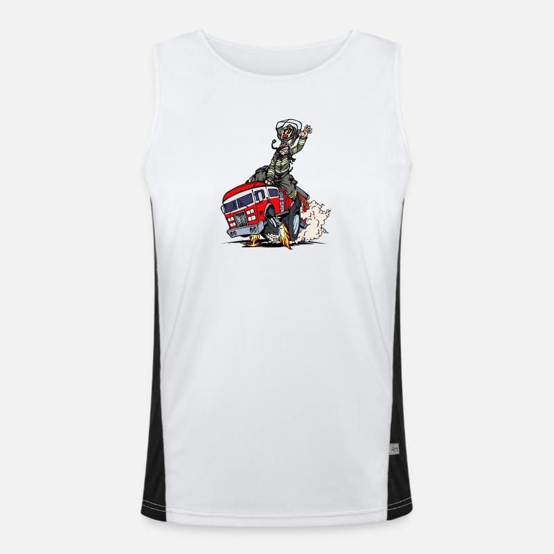 Fire brigade fire protection fire engine lifesaver Men's Functional Contrast Tank Top 