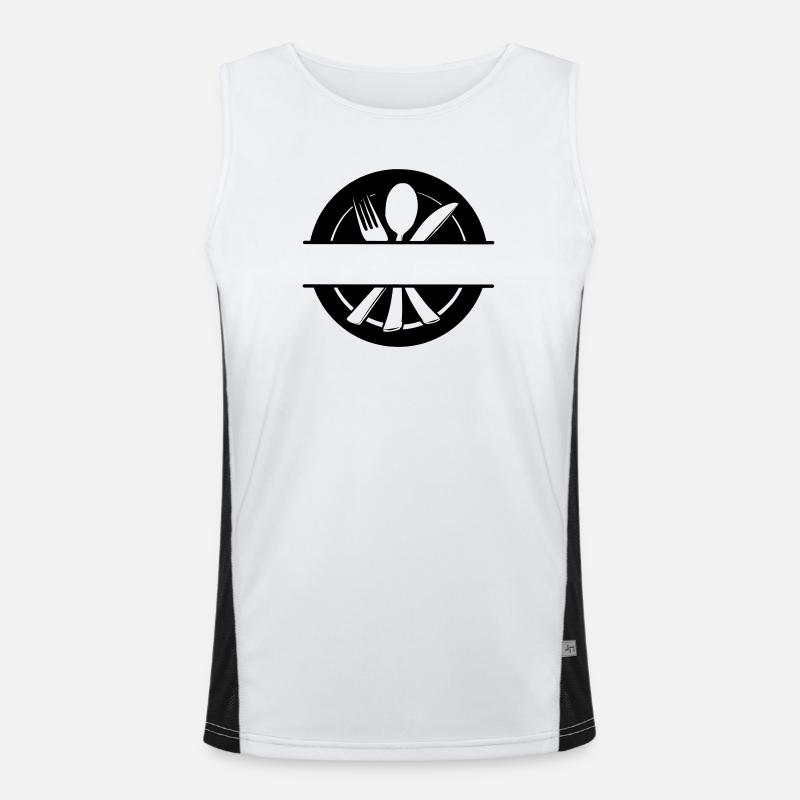 Cutlery menu logo with plate Men's Functional Contrast Tank Top 