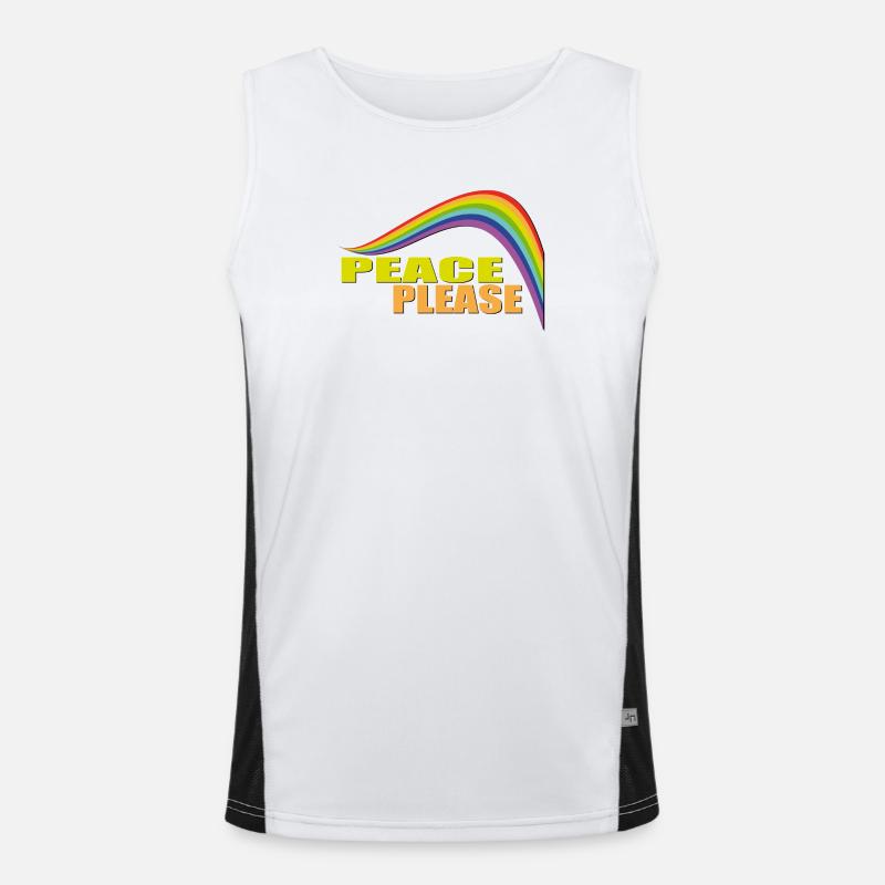 PEACE PLEASE with Rainbow Funktionelles Kontrast-Tank Top für Männer 