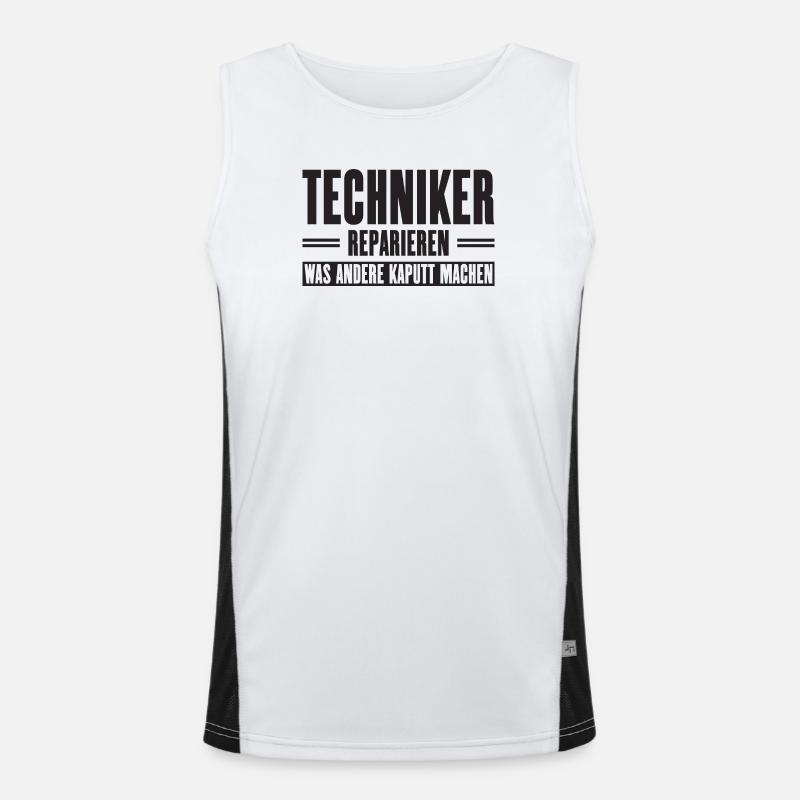 Service technician support slogan for craftsmen Men's Functional Contrast Tank Top 