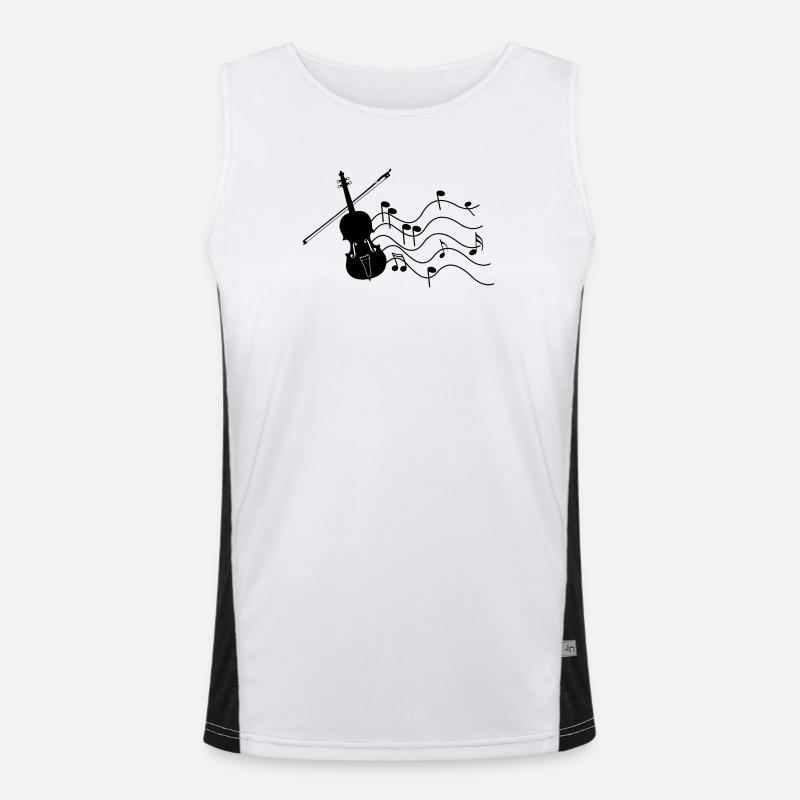 Violine mit Noten Schattenbild, Funktionelles Kontrast-Tank Top für Männer 