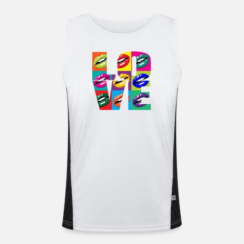 Multicolored Pop Art Lips Men's Functional Contrast Tank Top 
