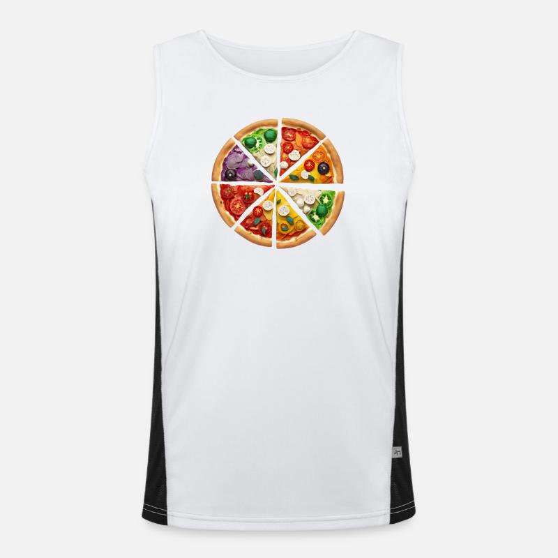 Regenbogenpizza Segmente Funktionelles Kontrast-Tank Top für Männer 