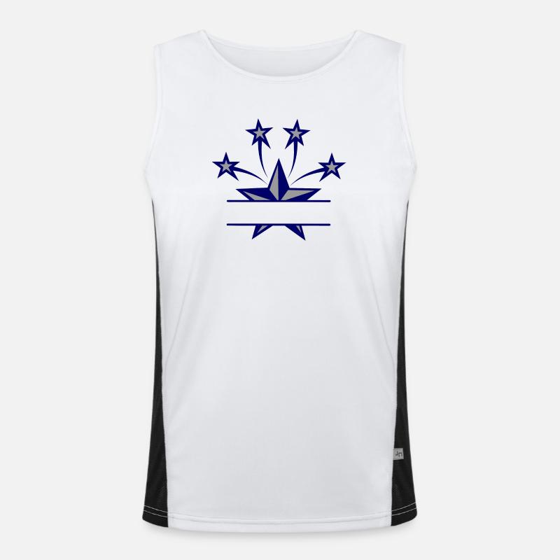 Star dark blue and grey with bar between them Men's Functional Contrast Tank Top 