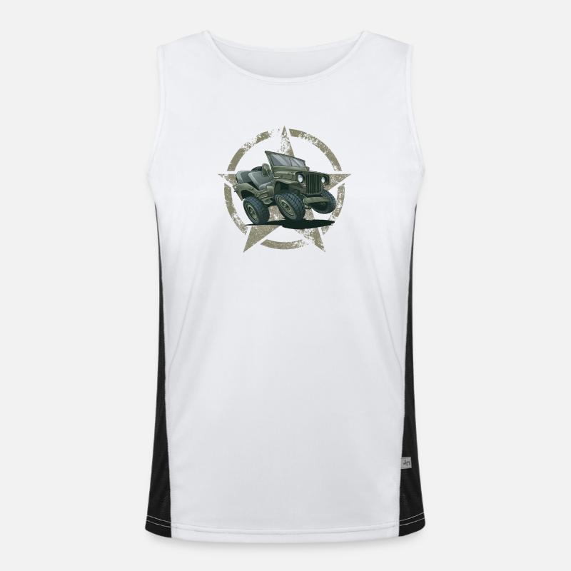 Willys MB Offroader 4x4 STAR Oldtimer Us Army Débardeur respirant contrasté Homme 