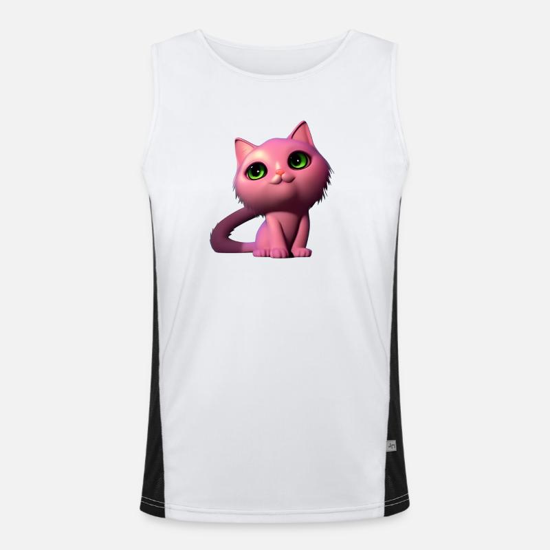 rosa katze frei Funktionelles Kontrast-Tank Top für Männer 
