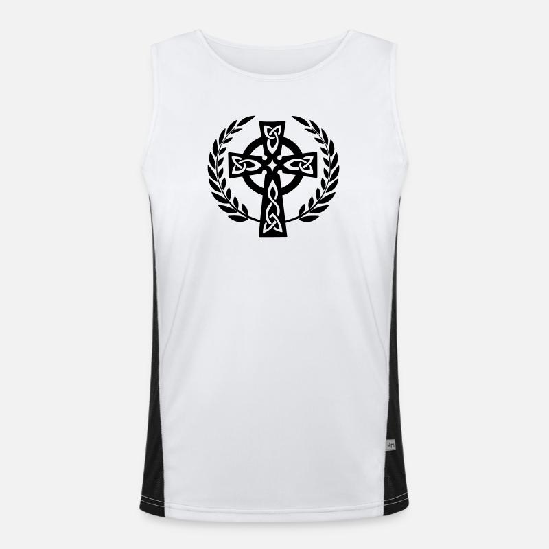 Croix celtique en couronne de laurier Débardeur respirant contrasté Homme 