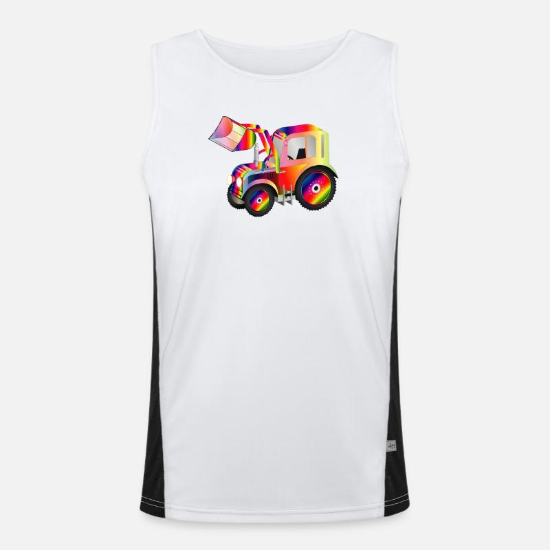 Traktor Frontlader in bunten RegenbogenFarben Funktionelles Kontrast-Tank Top für Männer 