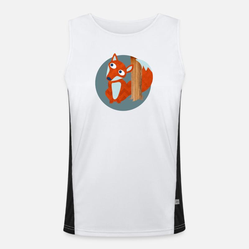 Fox Structure Woodland Nursery Pattern Comic Men's Functional Contrast Tank Top 