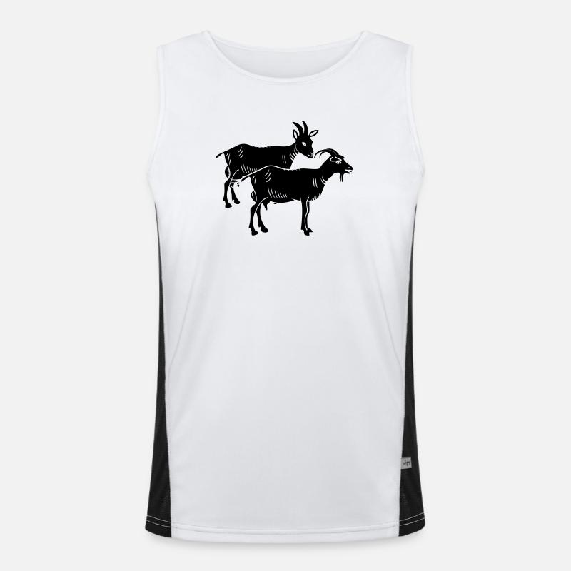 Two goat shadow image - Men's Functional Contrast Tank Top  - white/black