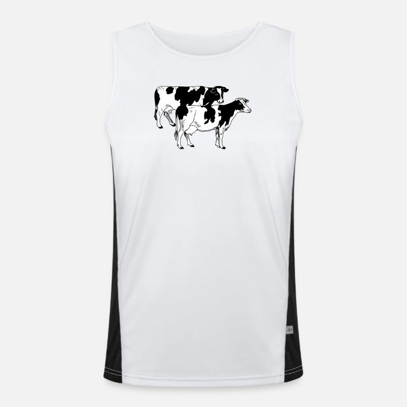 Two cows black and white Men's Functional Contrast Tank Top 