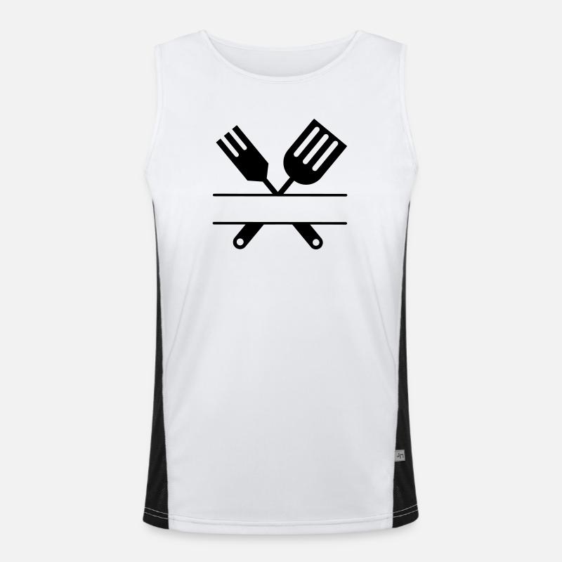 Grill-Emblem Besteck Monogramm Funktionelles Kontrast-Tank Top für Männer 