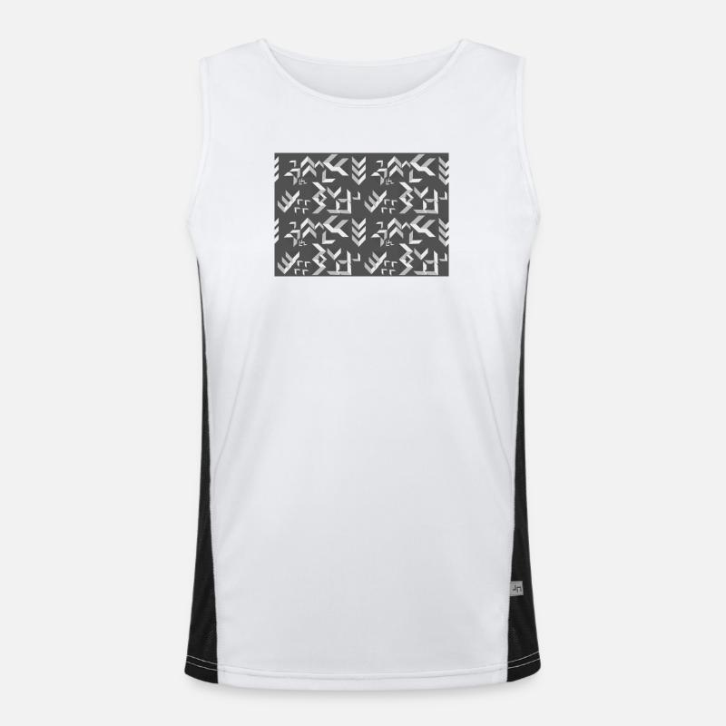 Deco pattern triangles grey-white - Men's Functional Contrast Tank Top  - white/black