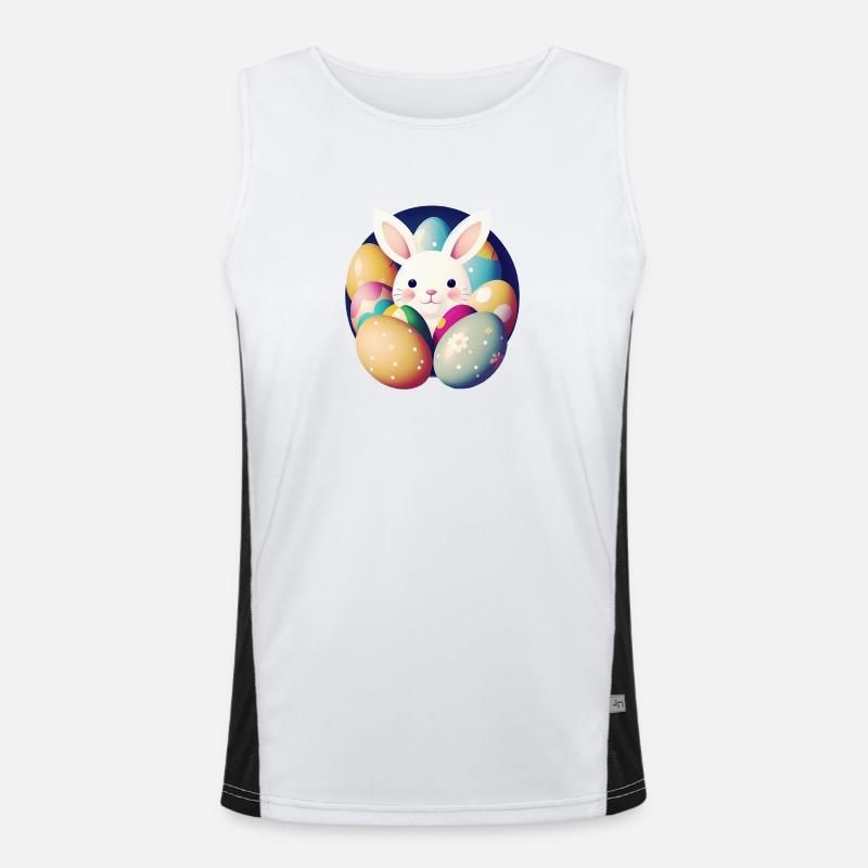 Easter bunny with Easter eggs - Men's Functional Contrast Tank Top  - white/black