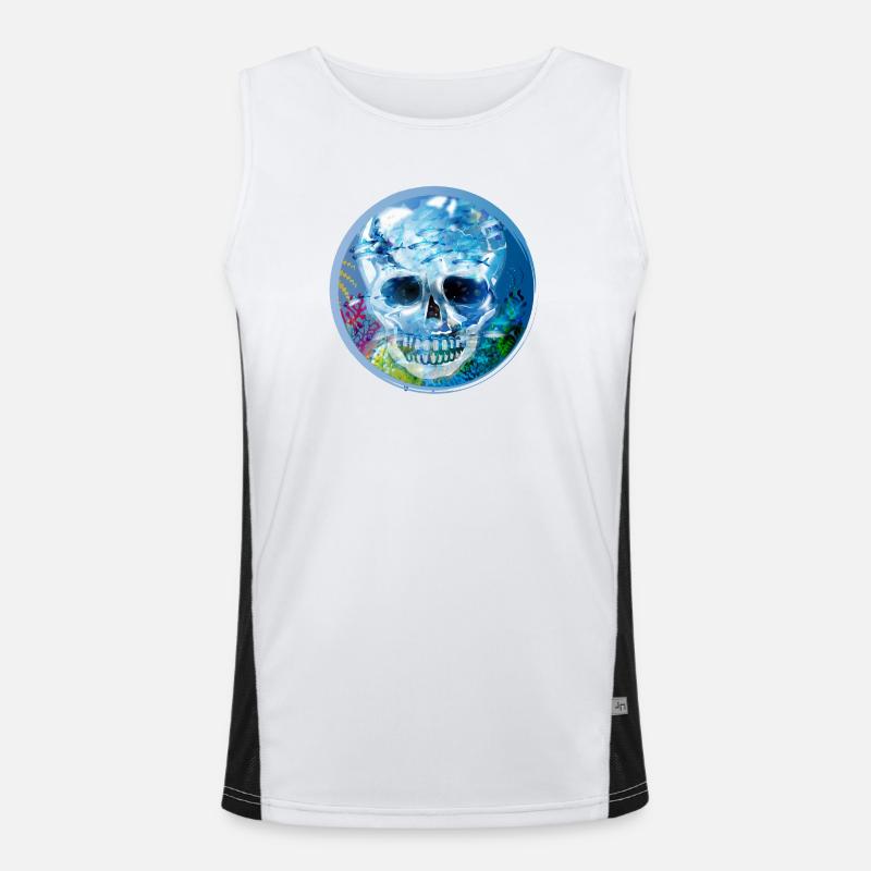 extravaganter kolorierter Totenkopf unter Wasser Funktionelles Kontrast-Tank Top für Männer 