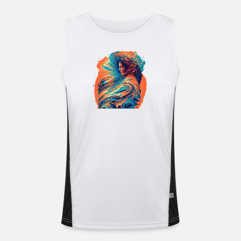 Femme avec des vagues de feu et d’eau Débardeur respirant contrasté Homme 