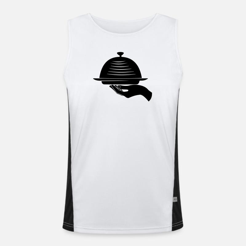 Kellnerhand mit Mahlzeit Funktionelles Kontrast-Tank Top für Männer 