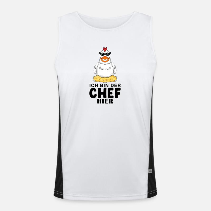 cooles Huhn Chef Spruch Funktionelles Kontrast-Tank Top für Männer 