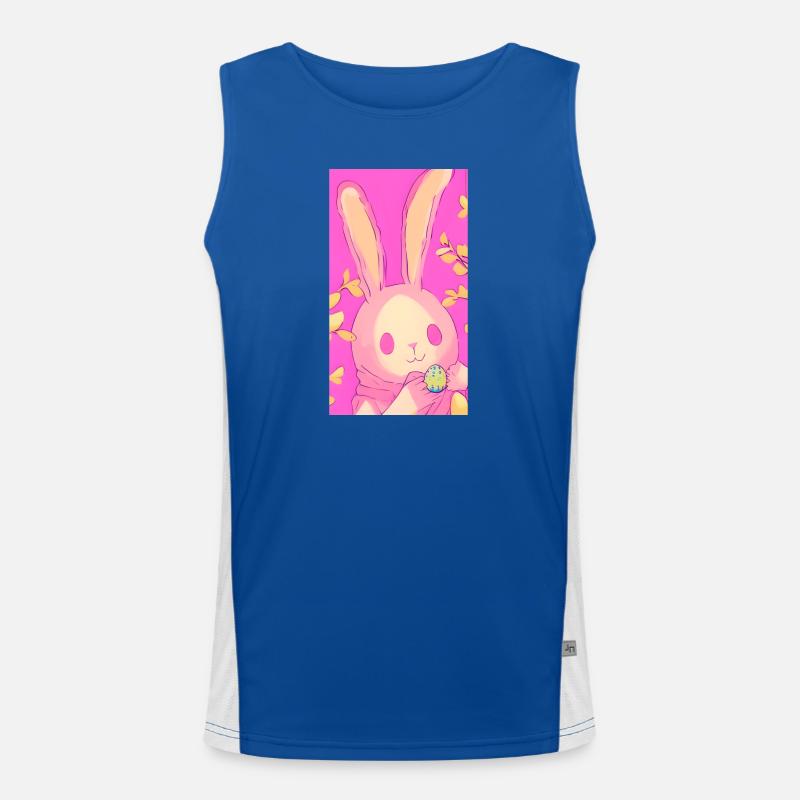 Pastel Easter Bunny Pink Easter Egg Men's Functional Contrast Tank Top 