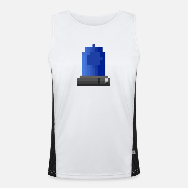 Blaulicht Sirene Pixelkunst Funktionelles Kontrast-Tank Top für Männer 