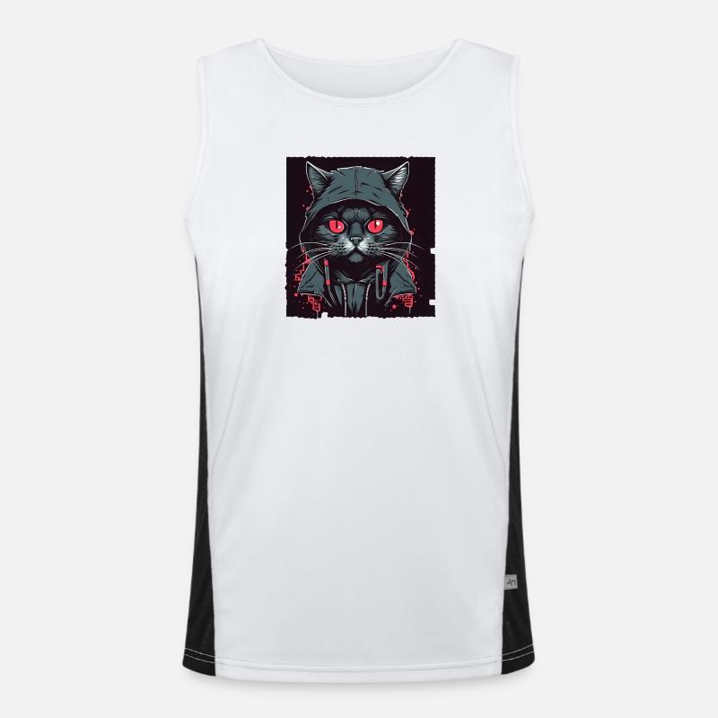 Hacker cat Funktionelles Kontrast-Tank Top für Männer 