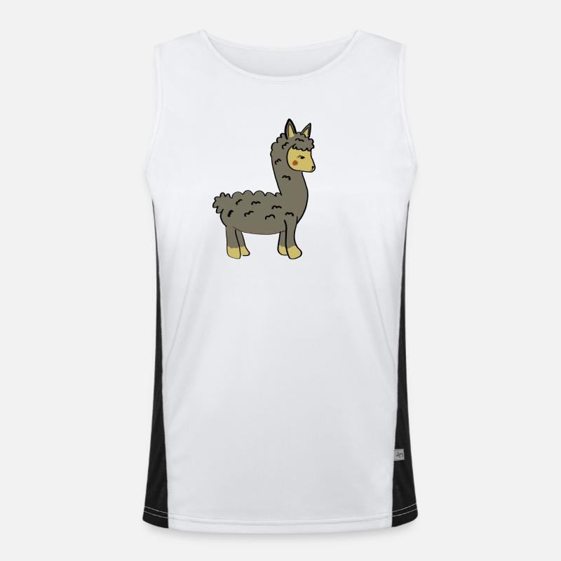 Playful llama with braid and button ears Men's Functional Contrast Tank Top 