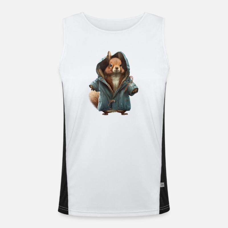 Design with a squirrel wearing a jacket Men's Functional Contrast Tank Top 