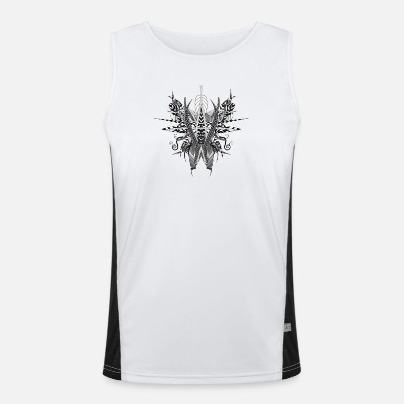 artistic structure made of ribbons and feathers Men's Functional Contrast Tank Top 