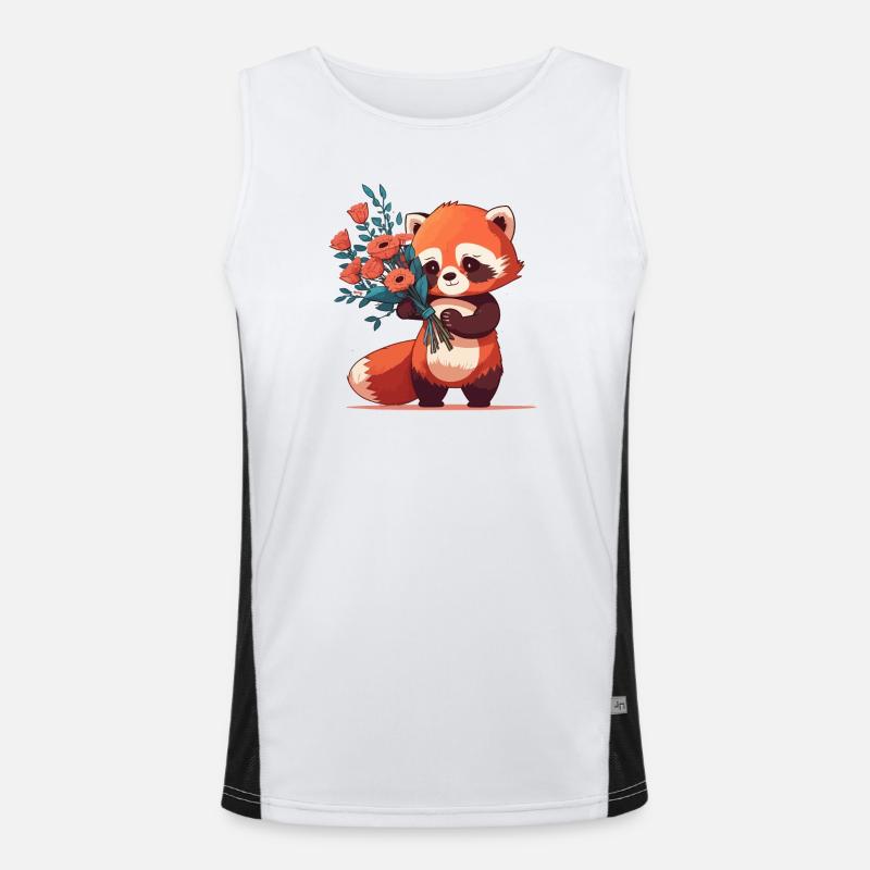 Panda roux à fleurs Débardeur respirant contrasté Homme 