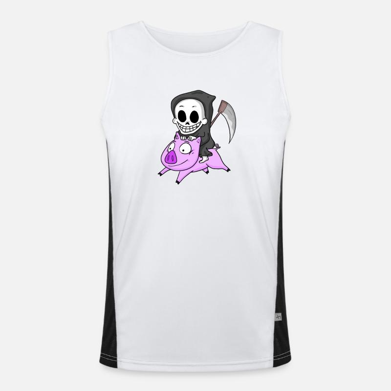 Grim Reaper Pig - Men's Functional Contrast Tank Top  - white/black