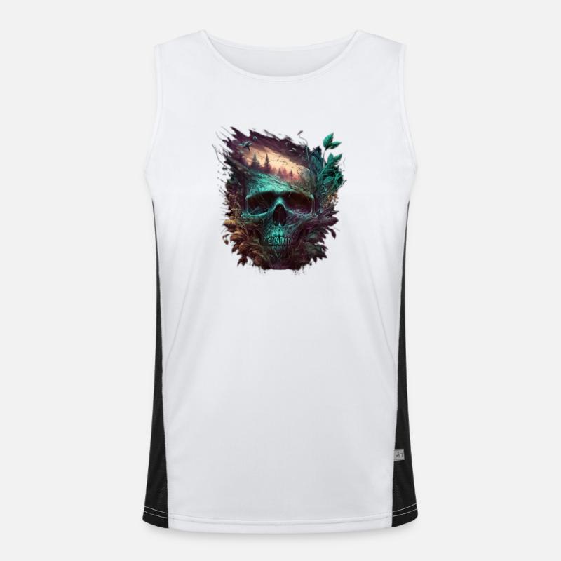 Neon Schädel Waldkunst Funktionelles Kontrast-Tank Top für Männer 