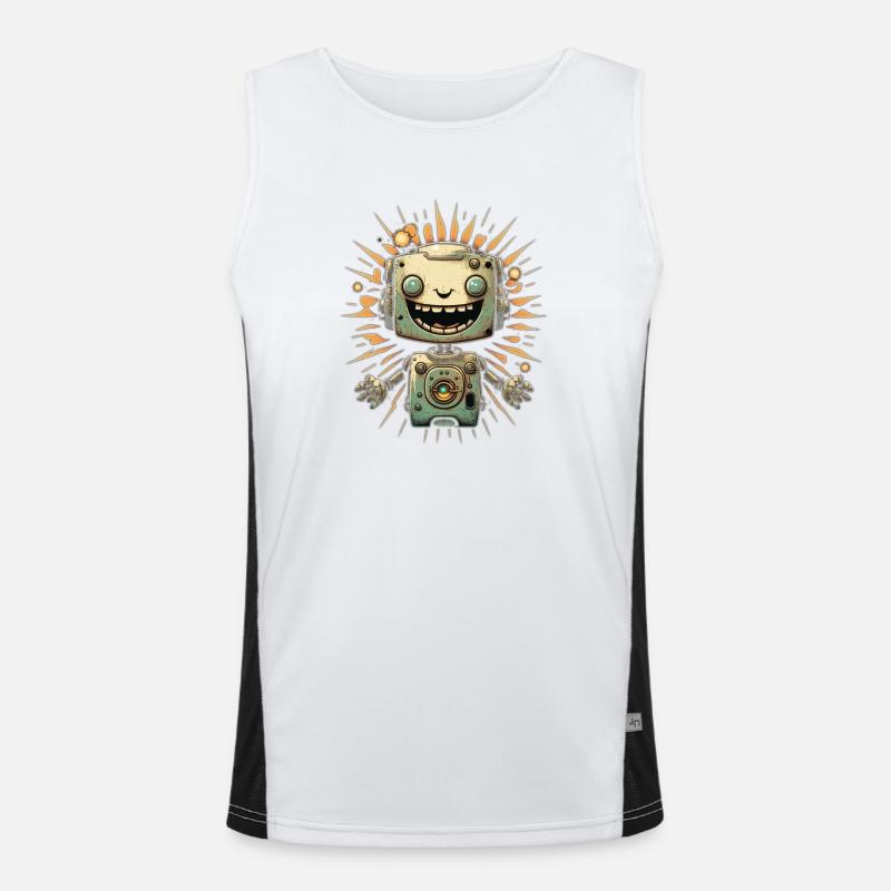 Sunburst Robot Grin Men's Functional Contrast Tank Top 