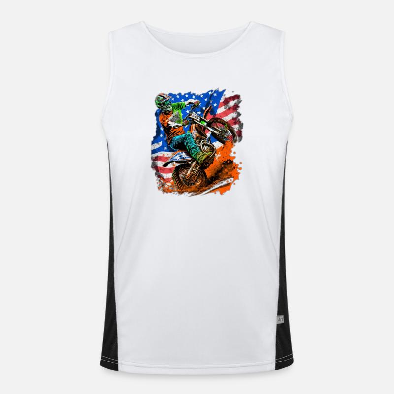 Drapeau américain Motocross Splash Débardeur respirant contrasté Homme 