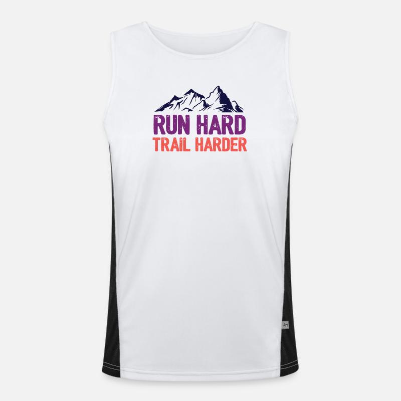Courez fort. Trail plus difficile. Débardeur respirant contrasté Homme 