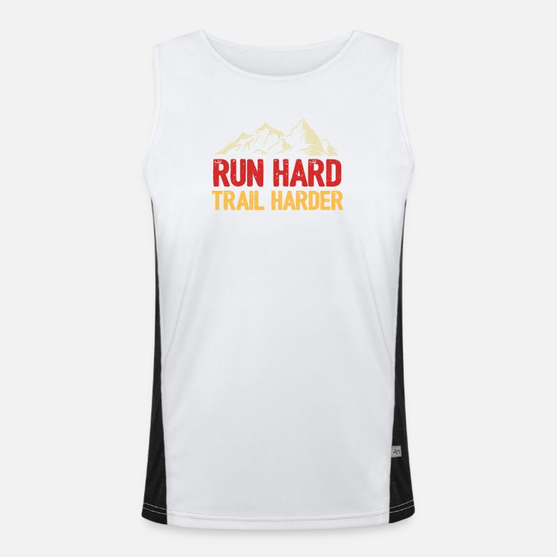 Courez fort. Trail plus difficile. Débardeur respirant contrasté Homme 