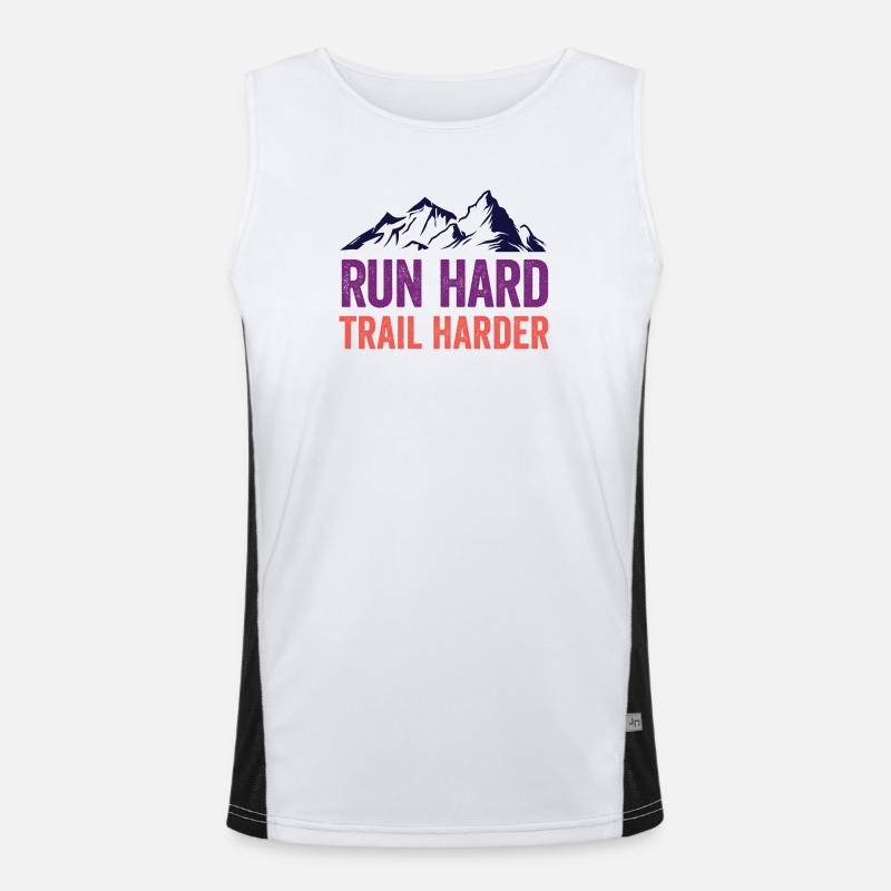 Courez fort. Trail plus difficile. Débardeur respirant contrasté Homme 