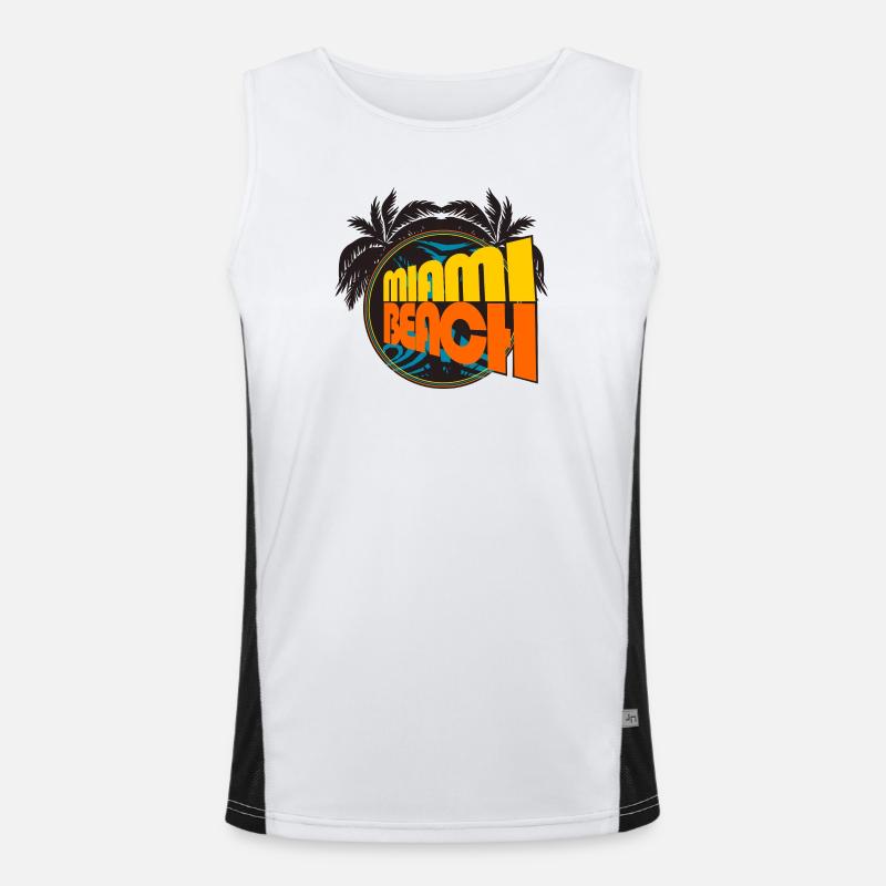 Miami Beach Retro Palms Men's Functional Contrast Tank Top 