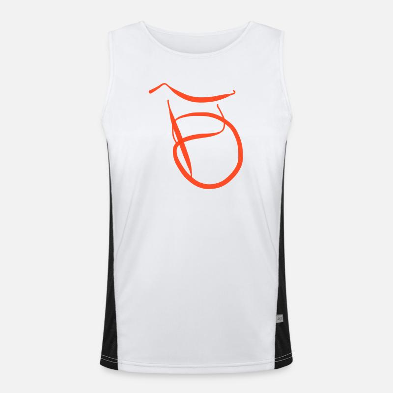 Oranger B auf schwarzem Pullover Funktionelles Kontrast-Tank Top für Männer 