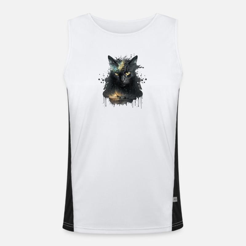 Chat noir dans la conception de l’espace Débardeur respirant contrasté Homme 