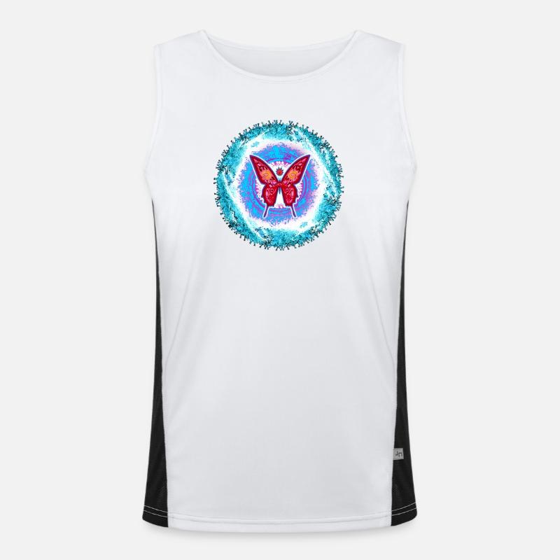 Glowing butterfly with mental pattern Men's Functional Contrast Tank Top 