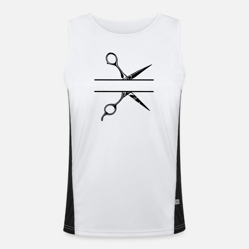 Texte bannière logo coiffeur, ciseaux Débardeur respirant contrasté Homme 