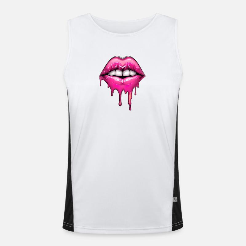 Lips - Men's Functional Contrast Tank Top  - white/black