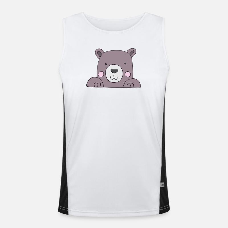 Bear head cute Men's Functional Contrast Tank Top 