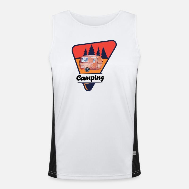 Retro Caravan im Wald Funktionelles Kontrast-Tank Top für Männer 